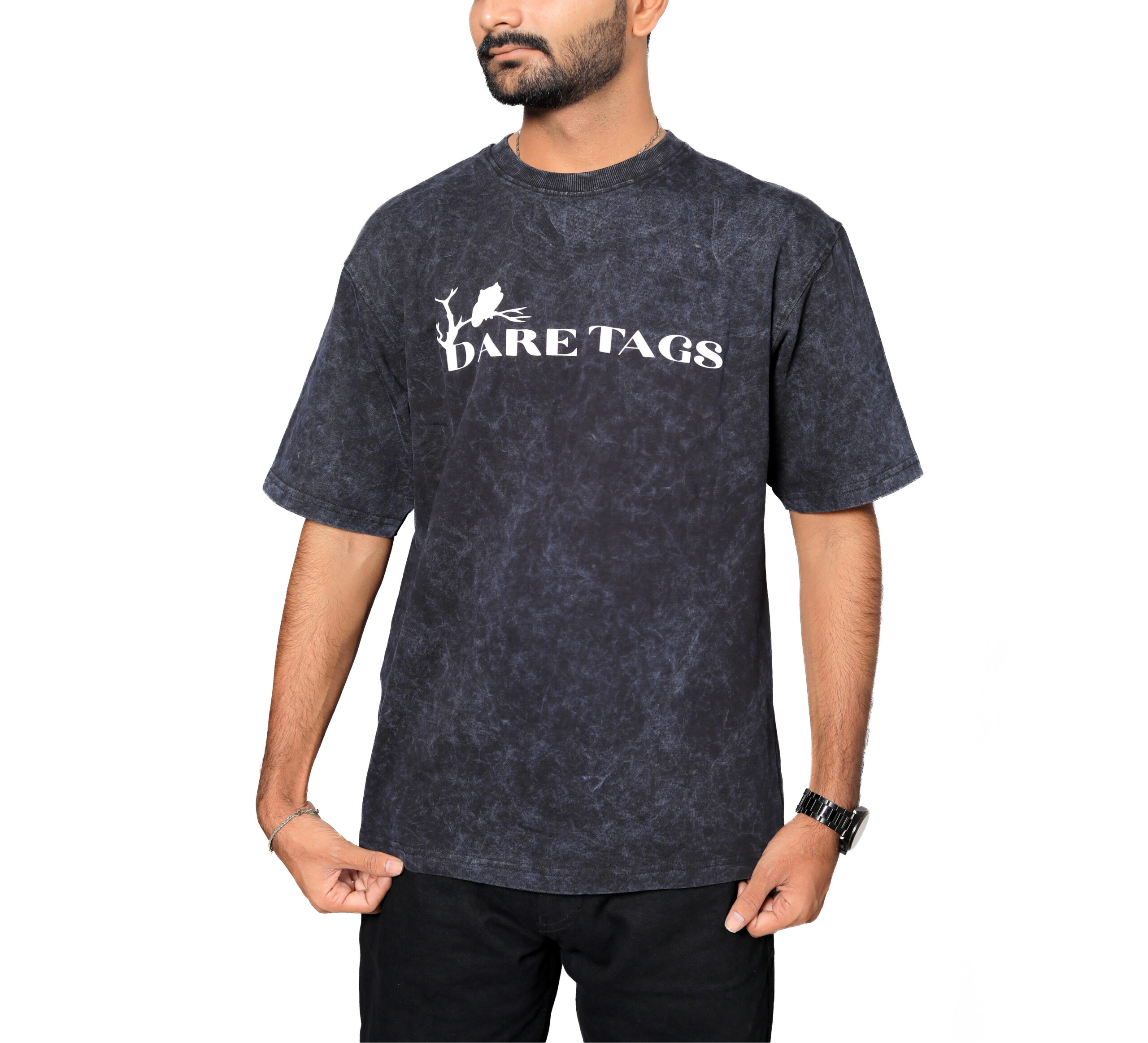 Owl Black Acid Wash T-Shirt - Image 3
