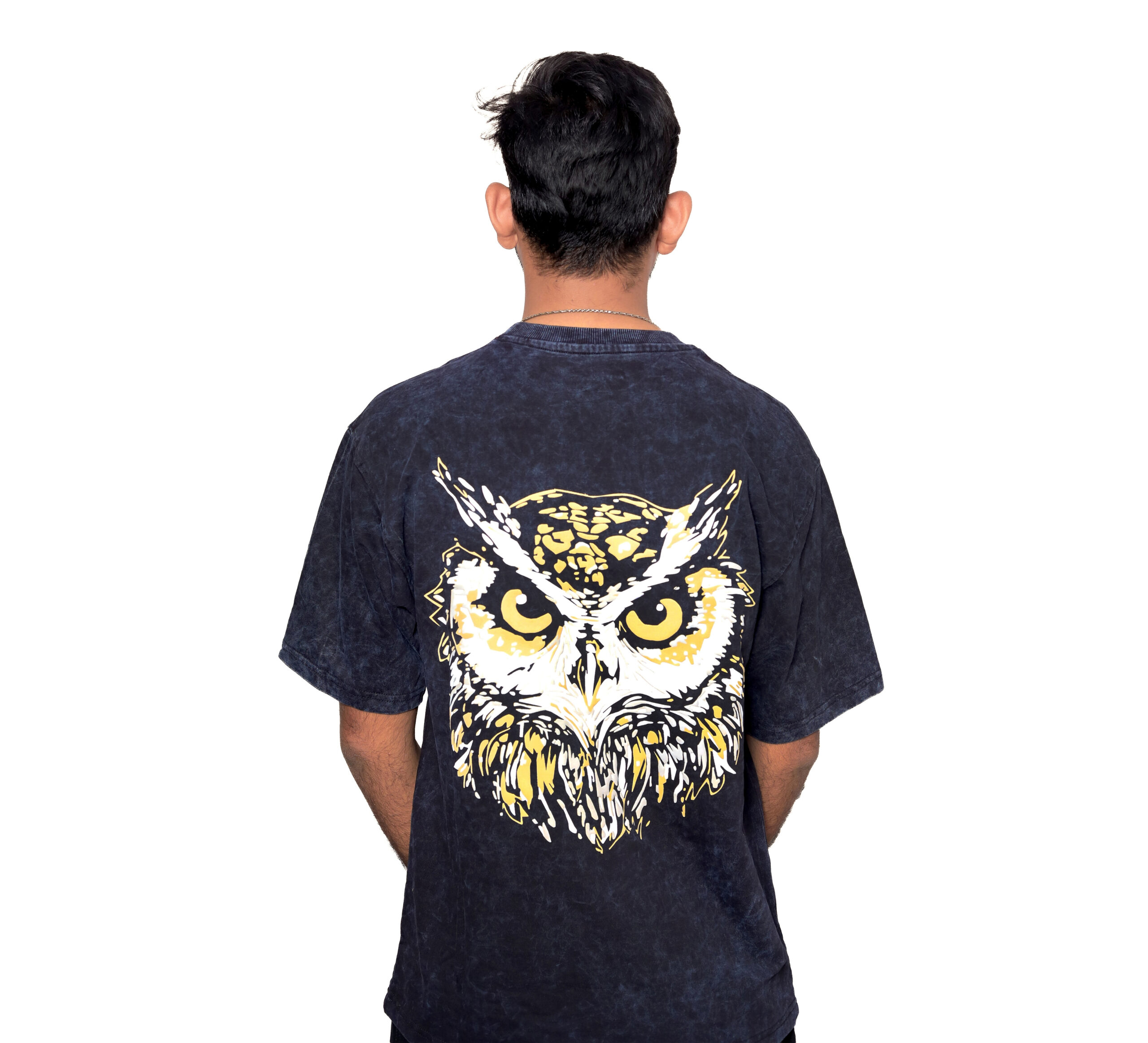 Owl Black Acid Wash T-Shirt - Image 4